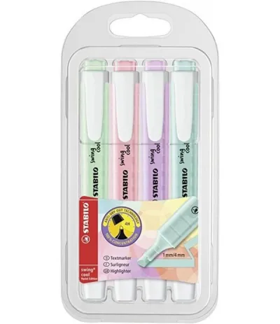 Stabilo Marcador Fluorescente Swing Cool Pastel C/Surtidos Blíster 4 Ud