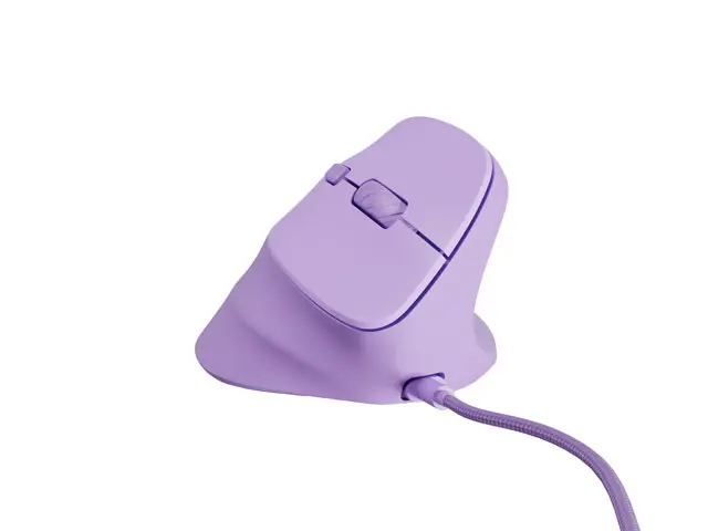 Natec Crake 2 Pro Ratón Óptico Vertical 12.800 DPI Programable Ergonomico RGB Lavanda