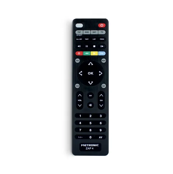Metronic Mando A Distancia  Universal Zap 4 Evo 5 Para Tv + Tdt + Sat + Dvd - Color Negro