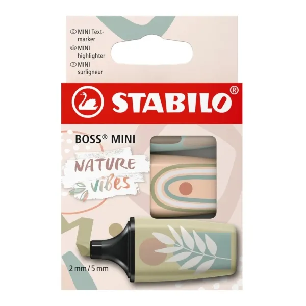 Stabilo Boss Mini Naturevibes Pack de 3 Marcadores Fluorescentes 2-5mm Tinta Agua