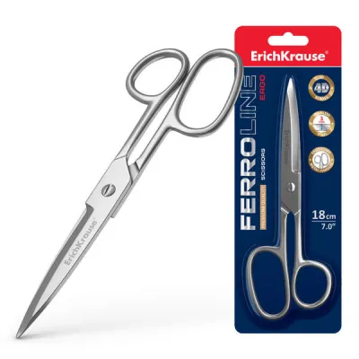ErichKrause Tijera Metálica 18cm Acero Alta Calidad Cuchillas Engrosadas Plateado