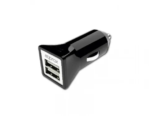Cargador De Coche Approx 2 Usb 5V/3,1 Ah Color Negro Appusbcar31B