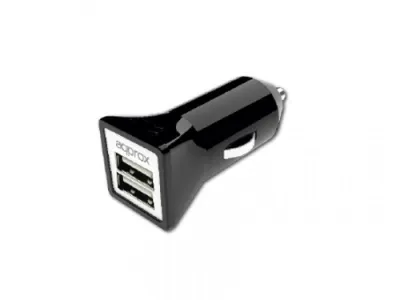 Cargador De Coche Approx 2 Usb 5V/3,1 Ah Color Negro Appusbcar31B