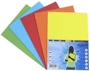FABRISA PAPEL DIN A4 80GR INKJET/LÁSER PAQUETE 100H RETRACTILADO 5 COLORES FUERTES