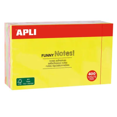 Apli Funny Bloc 400 Notas Adhesivas Reposicionables 125x75mm - 4 Colores Fluor