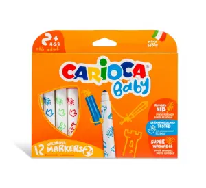 Carioca Baby Marker Pack de 12 Rotuladores Superlavables Punta Redonda Dermatológicamente Testados