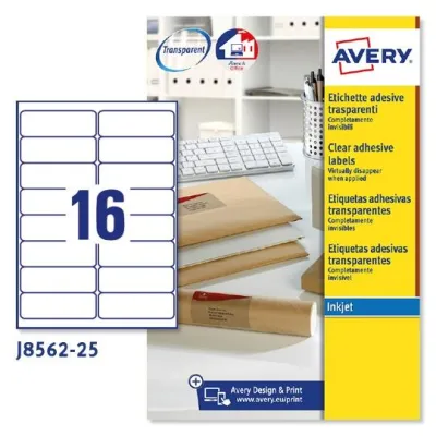 Avery Etiquetas Adhesivas Para Sobres 99,1X33,9mm Inkjet C/Romos 16 X 25H Transparentes