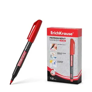 ErichKrause Marcador Permanente P-70 1.0mm Punta de Bala Rojo Resistente al Agua y a la Luz