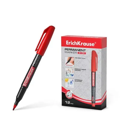 ErichKrause Marcador Permanente P-70 1.0mm Punta de Bala Rojo Resistente al Agua y a la Luz