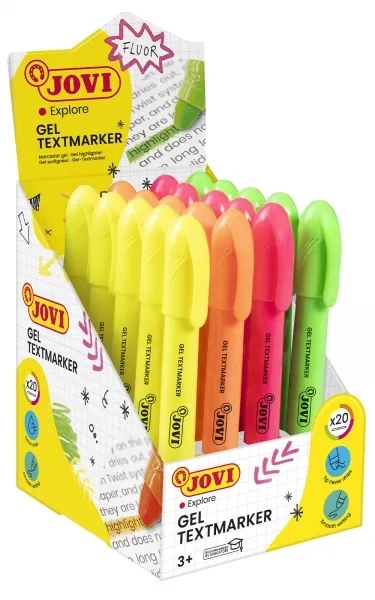 Jovi Gel Textmarker Expositor 20 Marcadores Fluorescentes Color Surtido