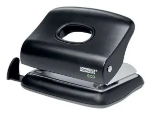 Rapid Eco Taladro Perforador 20 Hojas 5.5mm 74% Plástico Reciclado Negro