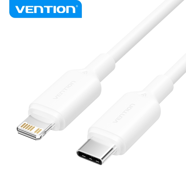 Vention Cable Usb-C A Lightning - Conector Niquelado - Potencia 27W - Corriente Maxima 3A - 1M - Color Blanco
