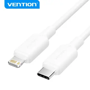 Vention Cable USB-C a Lightning - Conector Niquelado - Potencia 27W - Corriente maxima 3A - 1M - Color Blanco