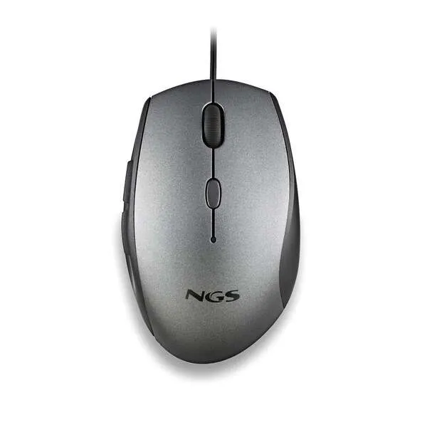 Ngs Moth Gray Raton Usb 1600Dpi + Adaptador Usb-A A Usb-C - 5 Botones - Uso Diestro - Cable De 1.80M - Color Gris/Negro