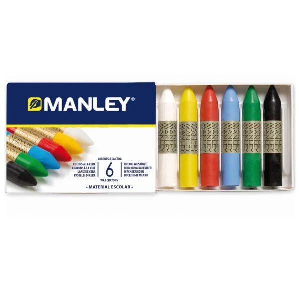 Manley Estuche De 6 Ceras 60Mm Colores Surtidos