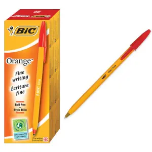 Bic Bolígrafo Naranja Original Fine Rojo - Caja 20 Unidades