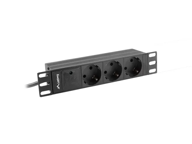 Lanberg PDU-03F-0200-BK unidad de distribución de energía (PDU) 3 salidas AC 1U Negro