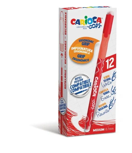Carioca Bolígrafo Oops Monocolor Rojo - Caja de 12 Unidades