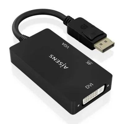 Aisens Conversor MST/SST DisplayPort a DVI/HDMI/VGA 3 en 1 - DP Macho, Salidas 4K@60Hz