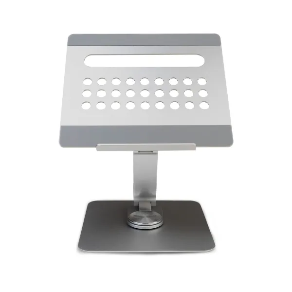 Ewent Soporte De Sobremesa Para Portatil - Aluminio - Multipuerto 7 En 1 - Rotacion 360 - Ajustable - Base Antideslizante - Plegable - Color Plateado/Gris