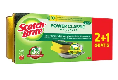Scotch-Brite Pack de 3 Estropajos de Cocina con Protección para los Dedos - Amarillo