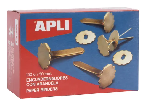 Apli Encuadernadores Metálicos Con Arandela Dorados 50Mm - 100Ud-