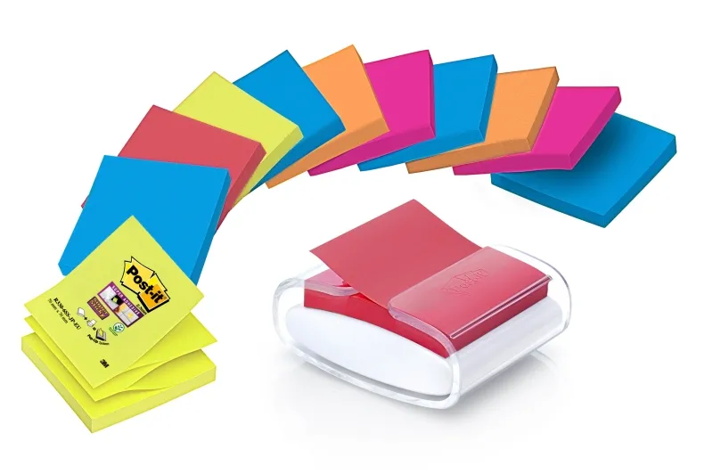 Post-It Super Sticky Dispensador Con 12 Blocs De 90 Z-Notas - Dispensador Pro - Forma Cuadrada - 76X76Mm - Color Blanco