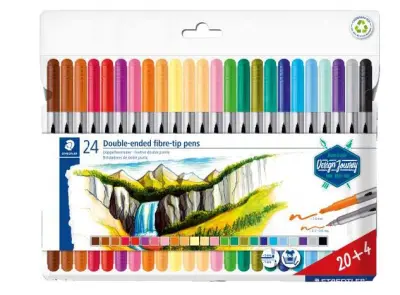 Staedtler Pack de 24 Rotuladores de Doble Punta - Colores Surtidos, Resistente a la Presión