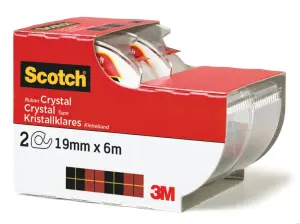 Scotch Pack de 2 Cintas Adhesivas Invisibles Supertransparente 19mm x 6m Color Blanco