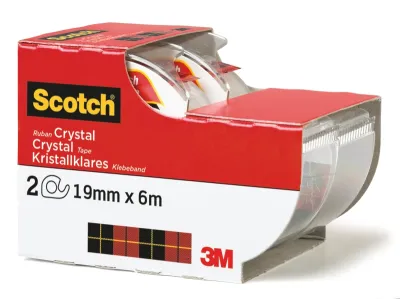 Scotch Pack de 2 Cintas Adhesivas Invisibles Supertransparente 19mm x 6m Color Blanco