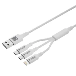KODAK Cable USB-A 3 en 1 1m Lightning MicroUSB USB-C