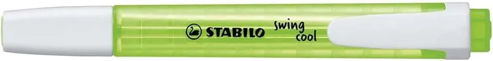 Stabilo Swing Cool Marcador Fluorescente - Cuerpo Plano - Punta Biselada - Trazo Entre 1 Y 4Mm - Tinta Con Base De Agua - Antisecado - Color Verde