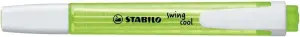 Stabilo Swing Cool Marcador Fluorescente Verde - Cuerpo Plano - Punta Biselada - Trazo 1-4mm - Tinta a Base de Agua - Antisecado