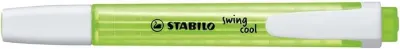 Stabilo Swing Cool Marcador Fluorescente Verde - Cuerpo Plano - Punta Biselada - Trazo 1-4mm - Tinta a Base de Agua - Antisecado