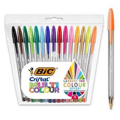Bic Bolígrafo Cristal Multicolor 15 Colores Blíster 15 Unidades