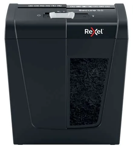 Rexel Secure S5 Destructora De Papel Manual Corte En Tiras P-2 - Destruye Hasta 5 Hojas - Capacidad De La Papelera 10L - Color Negro