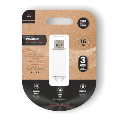 TECH ONE TECH Pendrive 16GB USB 2.0 Blanco