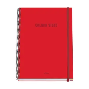 Dohe Cuaderno Espiral A4 100 Hojas Microperforadas Cuadricula 5mm Tapa Dura Rojo