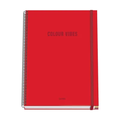 Dohe Cuaderno Espiral A4 100 Hojas Microperforadas Cuadricula 5mm Tapa Dura Rojo