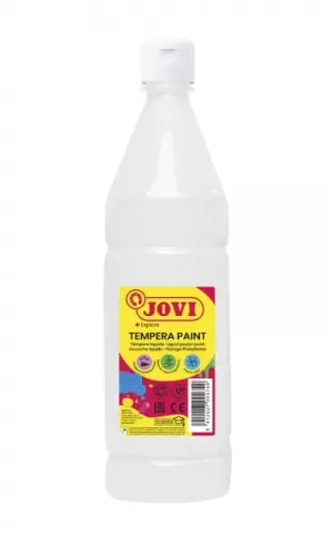 Jovi Tempera Paint 1000ml - Base Agua, Alto Poder Cubriente, Secado Rápido, Color Blanco