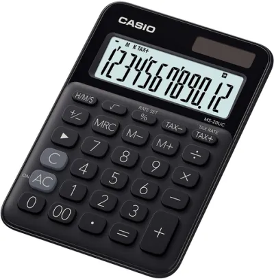 Casio Calculadora de Oficina Sobremesa Negra 12 Dígitos MS-20UC