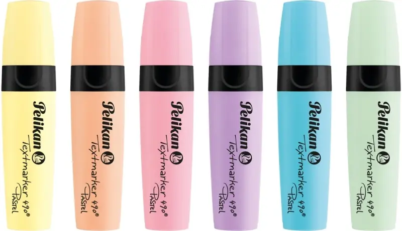 Pelikan Textmarker 490 Pack de 6 Marcadores Fluorescentes Pastel Ergonomicos