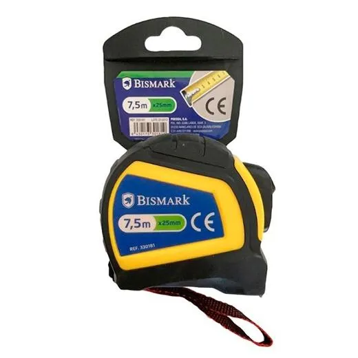 Bismark Flexometro Con Carcasa Reforzada 7.5 Metros Negro/Amarillo