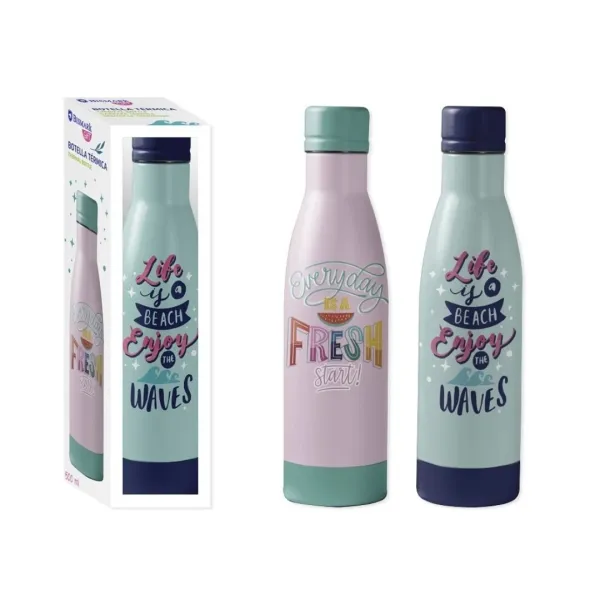 Bismark Botella Termica 500Ml - Aislamiento De Vacio De Doble Pared - Tapon Hermetico - 2 Modelos Diferentes