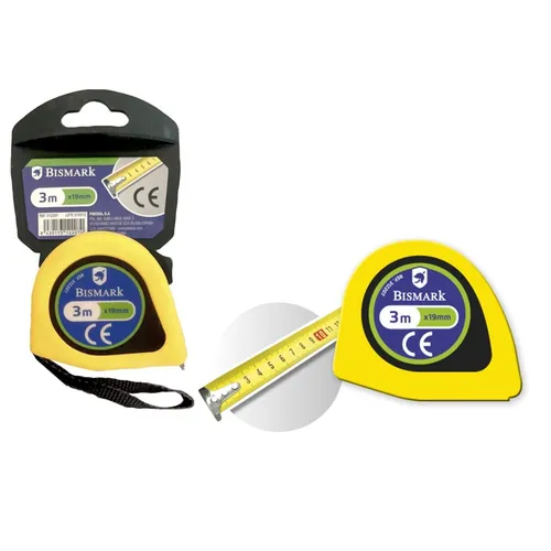 Bismark Flexómetro 3m con Freno - Cinta Resistente para Hogar y Oficina - Amarillo