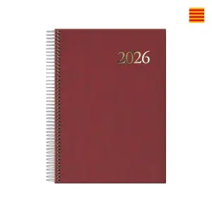 Dohe Agenda Anual Espiral Catalán 14x20cm Burdeos - Día Página Sábado y Domingo