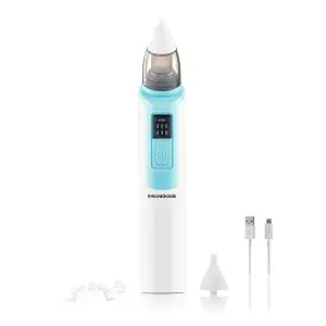 InnovaGoods Nizi Aspirador Nasal Para Bebés Silencioso 6 Velocidades Recargable Blanco y Azul