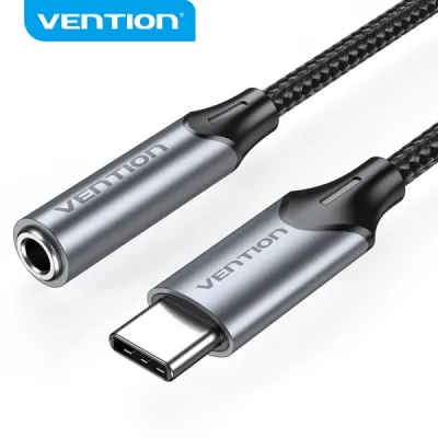 Vention USB-C a Jack 3.5mm DAC - Sonido Alta Fidelidad - Chip Audio Profesional - Gris