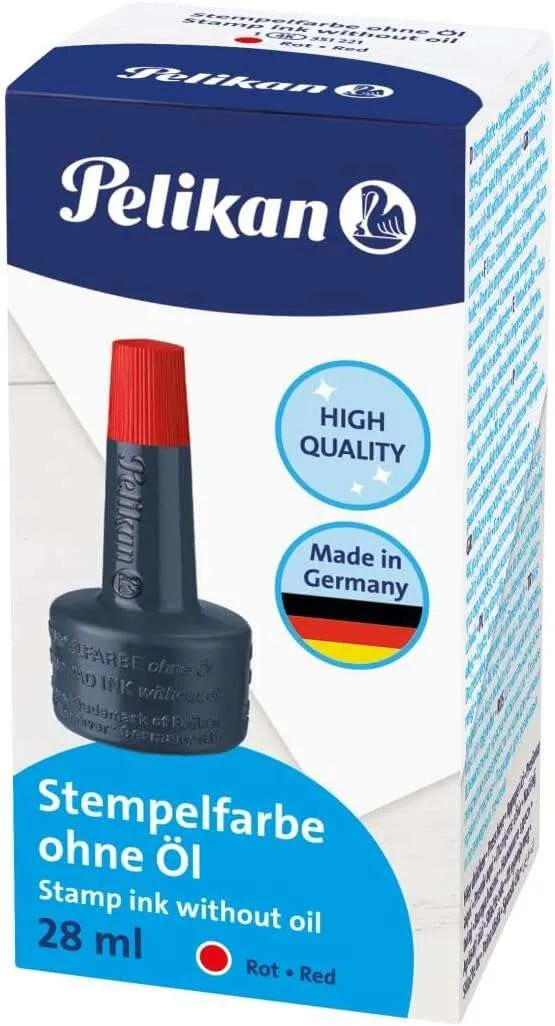 Pelikan Bote De Tinta Para Tampones 28Ml - Sin Aceite - Secado Rapido - Resistente Al Agua - Color Rojo Intenso