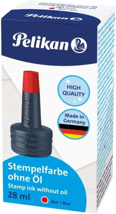 Pelikan Bote de Tinta para Tampones 28ml Rojo Intenso - Sin Aceite, Secado Rápido, Resistente al Agua